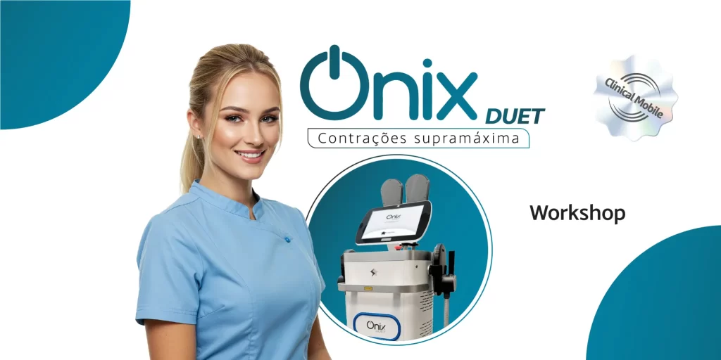 Equipamento Workshop - Ônix Duet Campo Eletromagnético Contrações Supramáximo - Clinical Mobile locações, cursos on-line e presencial, workshop e mentoria estética