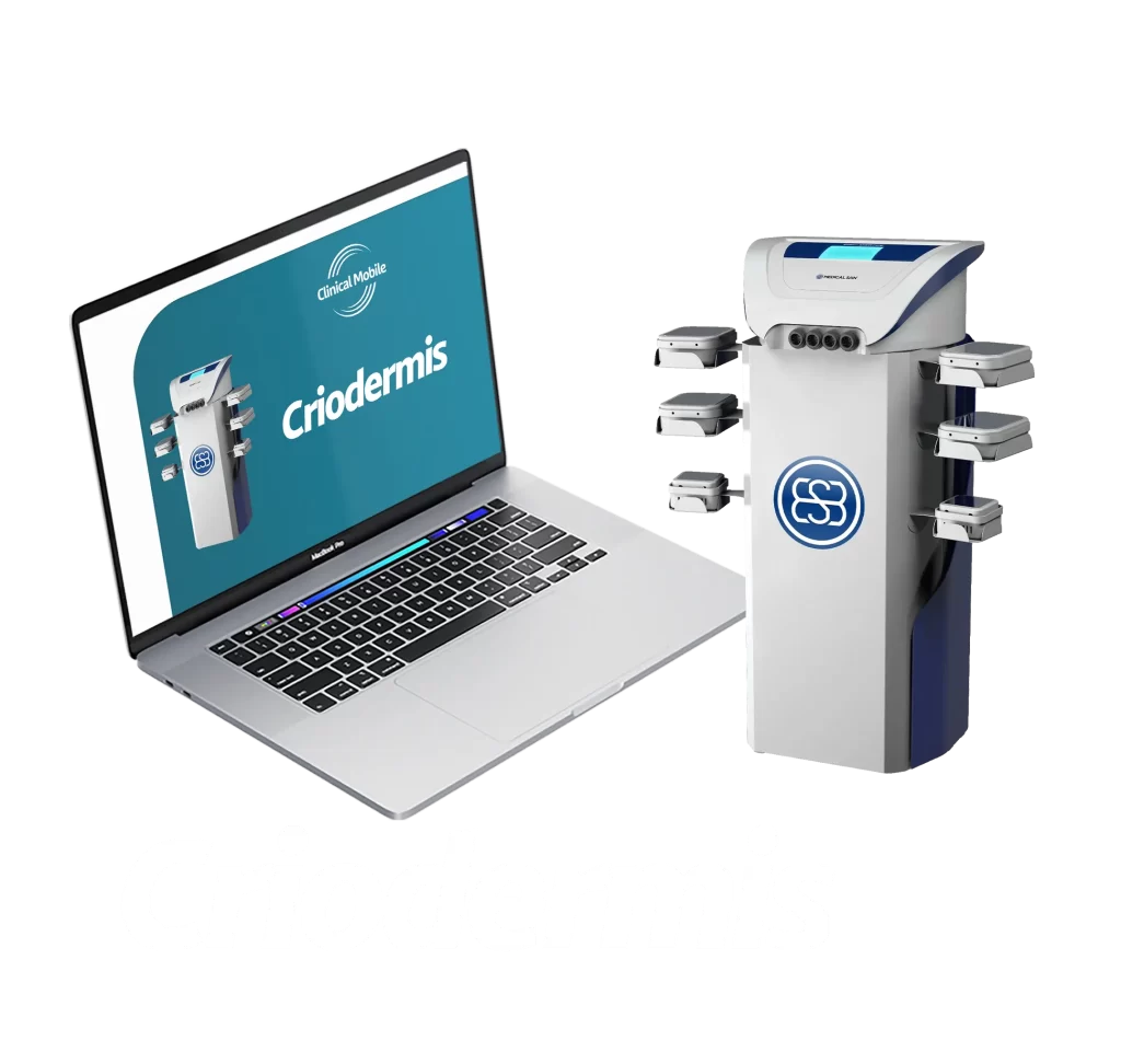 Imagem site curso online - Criodermis Criolipólise Placa - Clinical Mobile locações, cursos on-line e presencial, workshop e mentoria estética